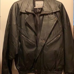 Genuine mens leather bomber jacket
